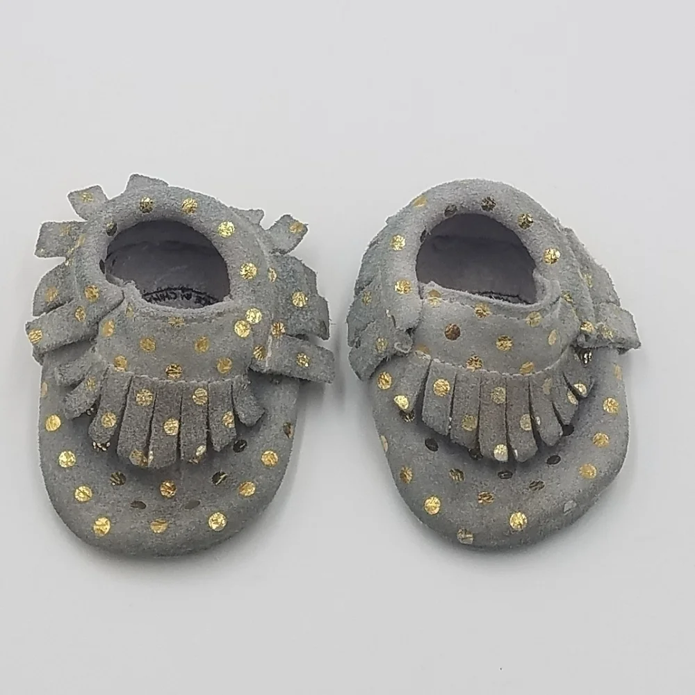 Bird Rock Baby Polka Leather Fringe Moccasins 2T